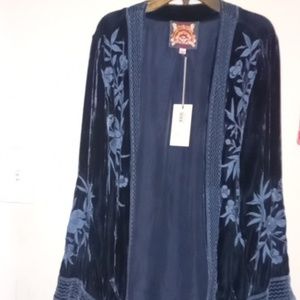 Johnny Was Adele velvet smoking jacket